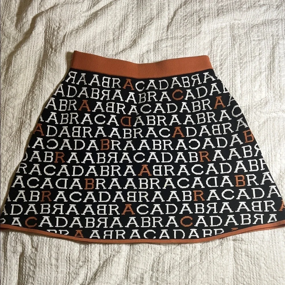 Anthropologie Orange and Black Textured Mini Skirt XS